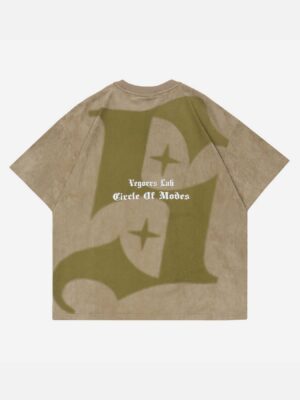 Retro Letter Print Cotton T-shirt